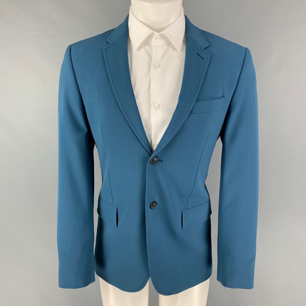 JOSEPH Size 38 Teal Polyester Blend Notch Lapel Sport Coat